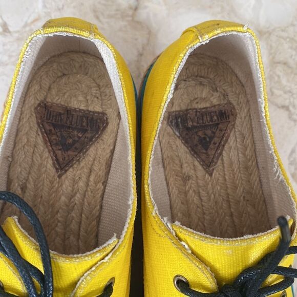 Vintage Rare JOHN FLUEVOG Waxed Canvas Espadrille Platform Oxfords Shoes - Picture 9 of 14